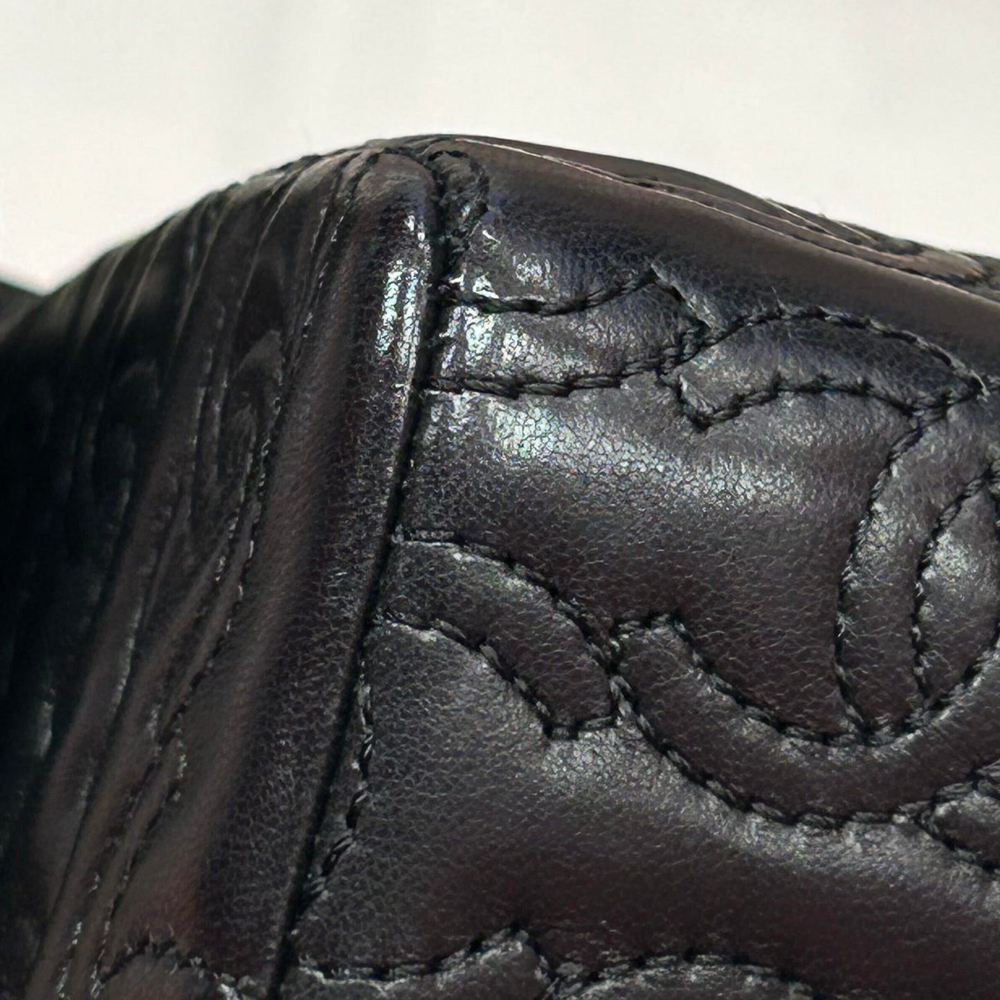 Chanel 2014 Black Lambskin CC Stitch Shoulder Bag