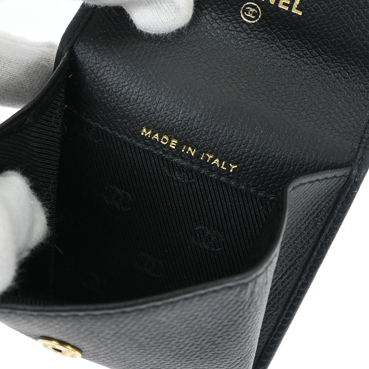 Chanel Calfskin Black Coin Purse Wallet