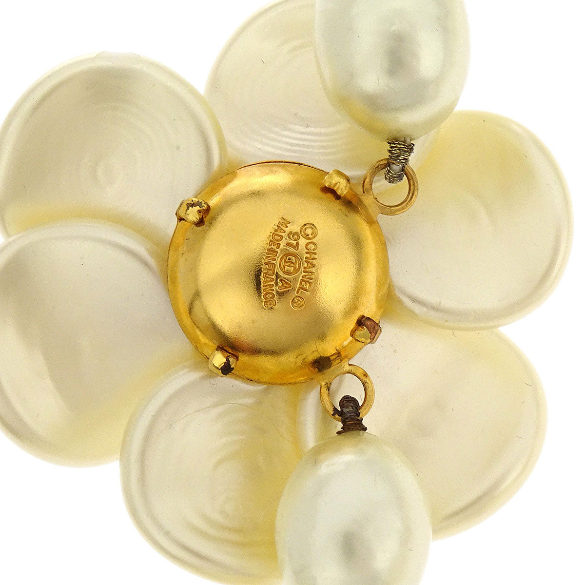 Chanel Costume Pearl Chain Necklace Gold 97A