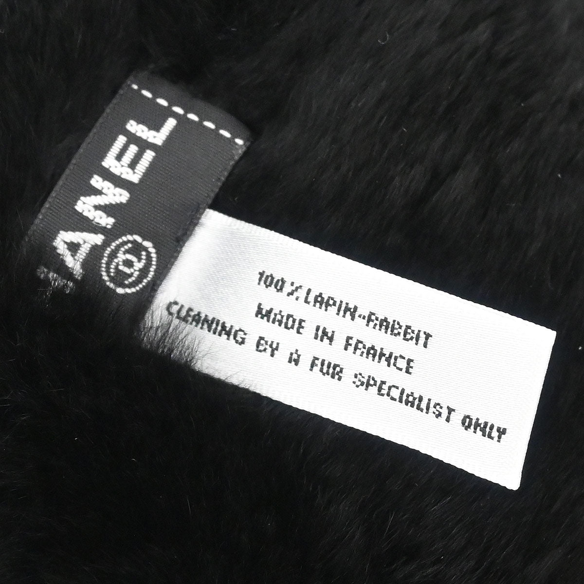 Chanel * Black Lapin Fur Bracelet Bangle Wristband