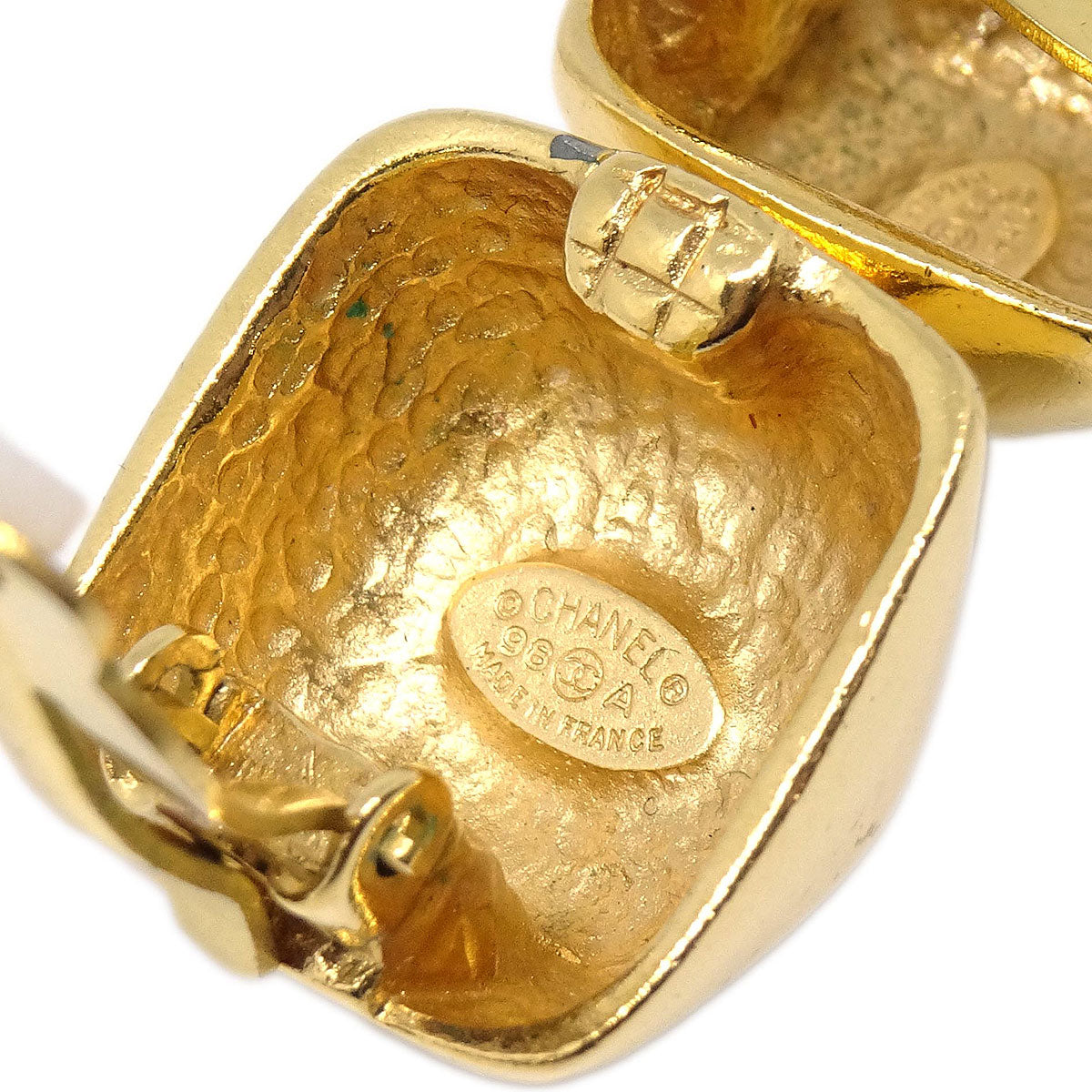 Chanel Square Clip-On Earrings Gold 98A