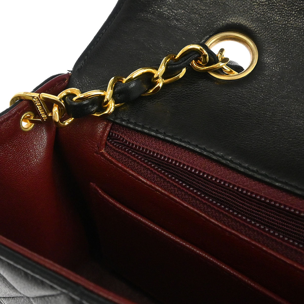 Chanel 1991-1994 Black Lambskin Small Diana Shoulder Bag