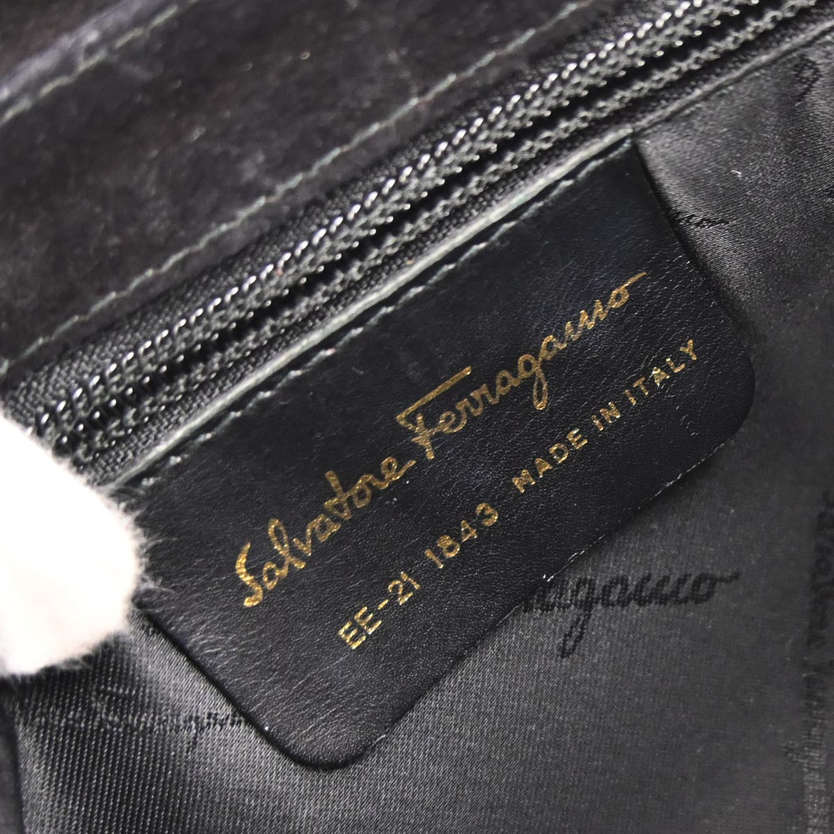 Salvatore Ferragamo Black Nylon Suede Handbag