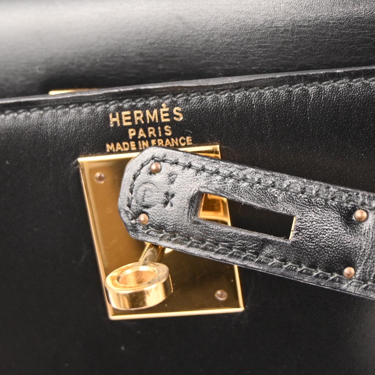 Hermes Black Box Calf Kelly 28 Sellier 2way Shoulder Handbag
