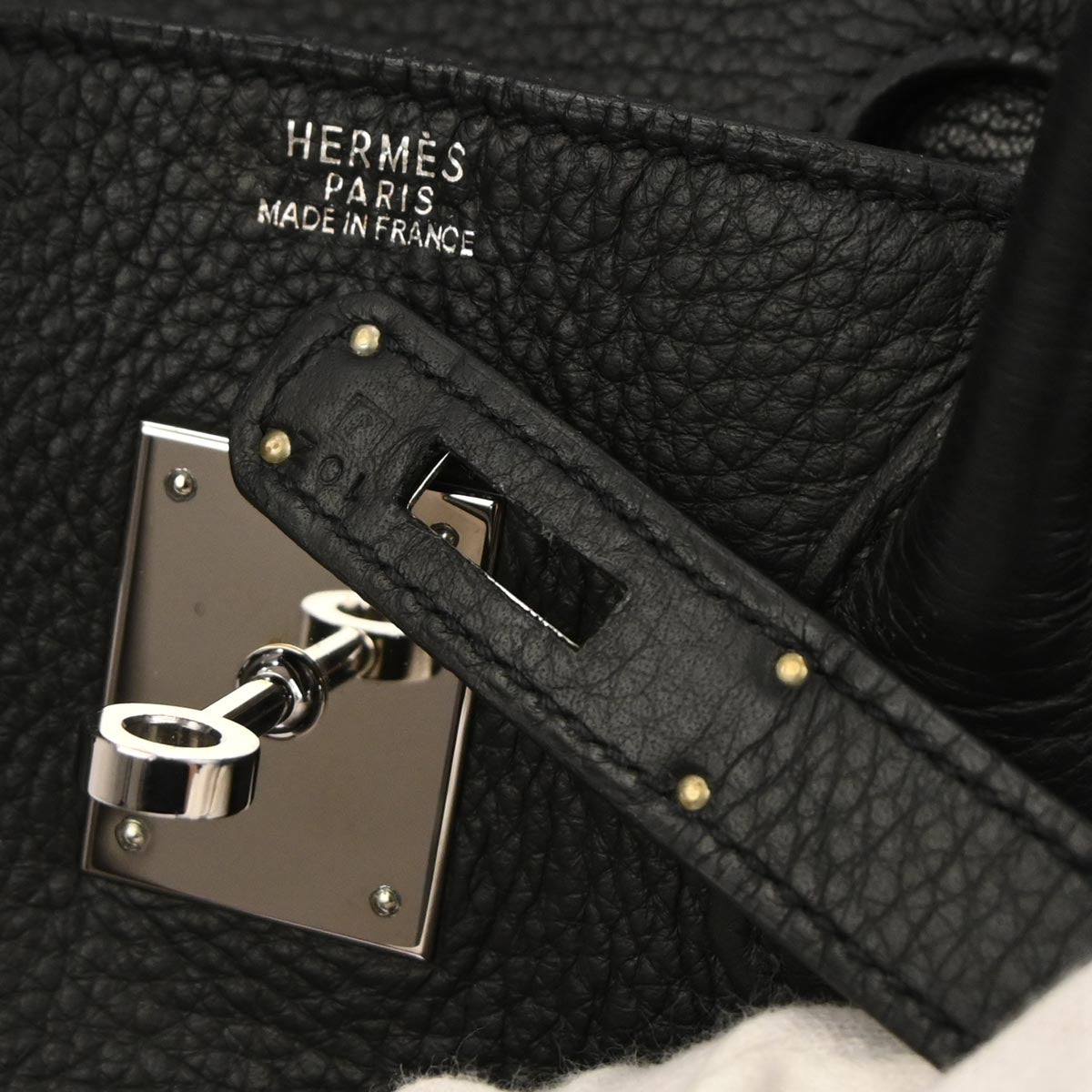 Hermes Black Taurillon Clemence Birkin 30 Handbag