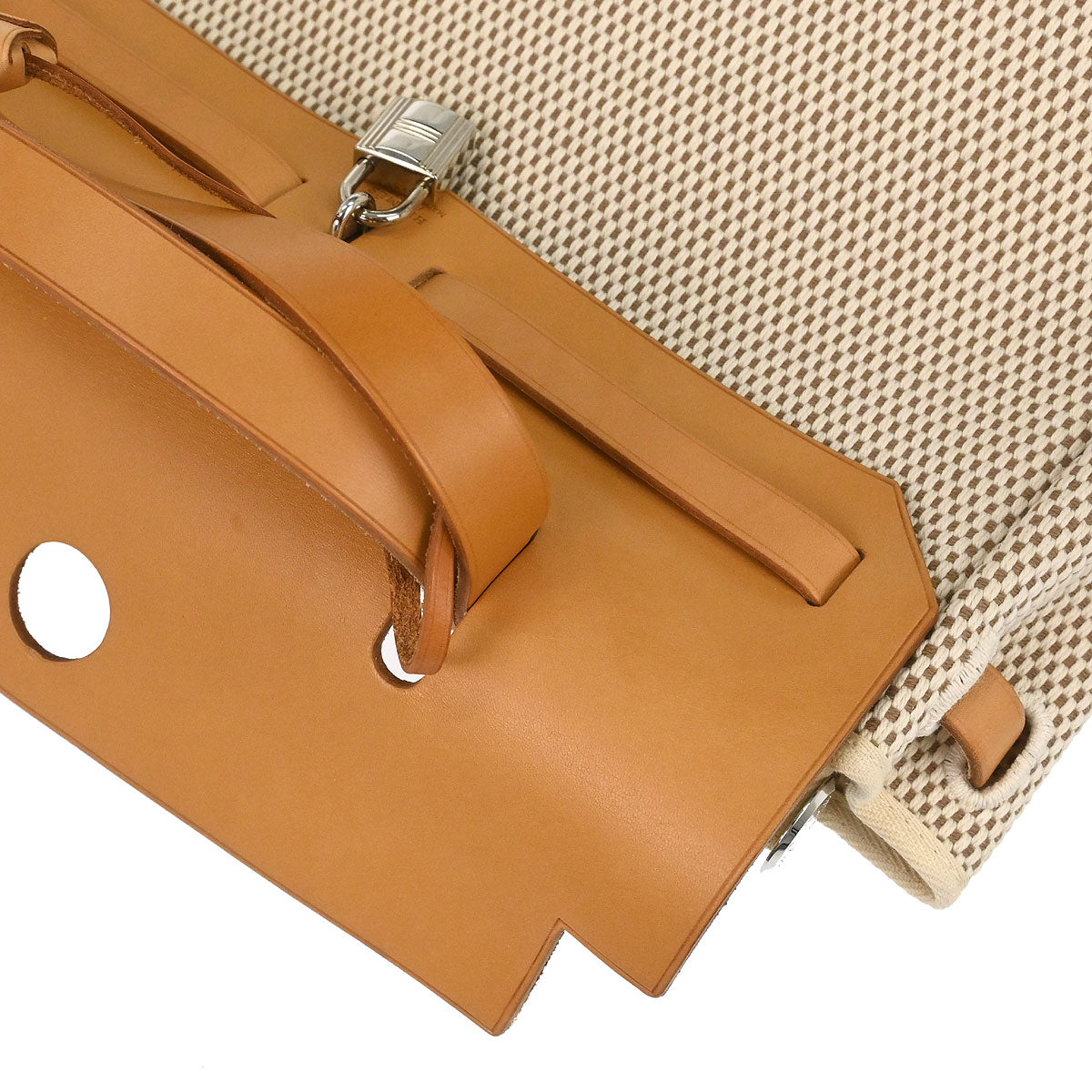 Hermes Beige Toile GM Herbag PM 2way Shoulder Handbag