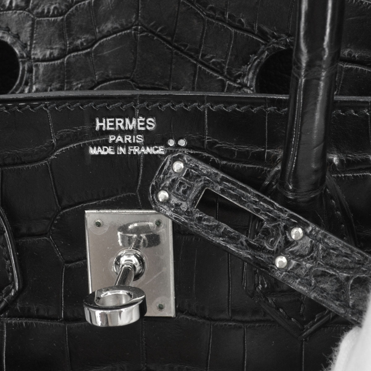 Hermes * Black Matt Niloticus Birkin 25 Handbag