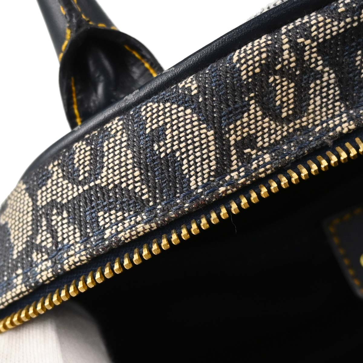 Christian Dior Navy Canvas Trotter Double Saddle Handbag