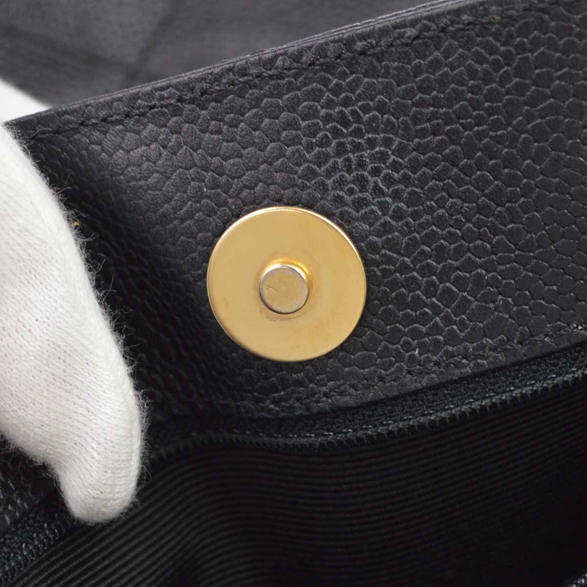 Chanel Black Caviar Skin Tote Chain Handbag