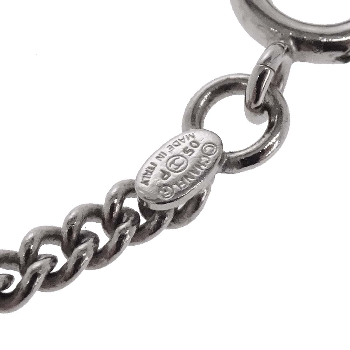 Chanel CC Chain Pendant Necklace Acrylic Silver Black 05P