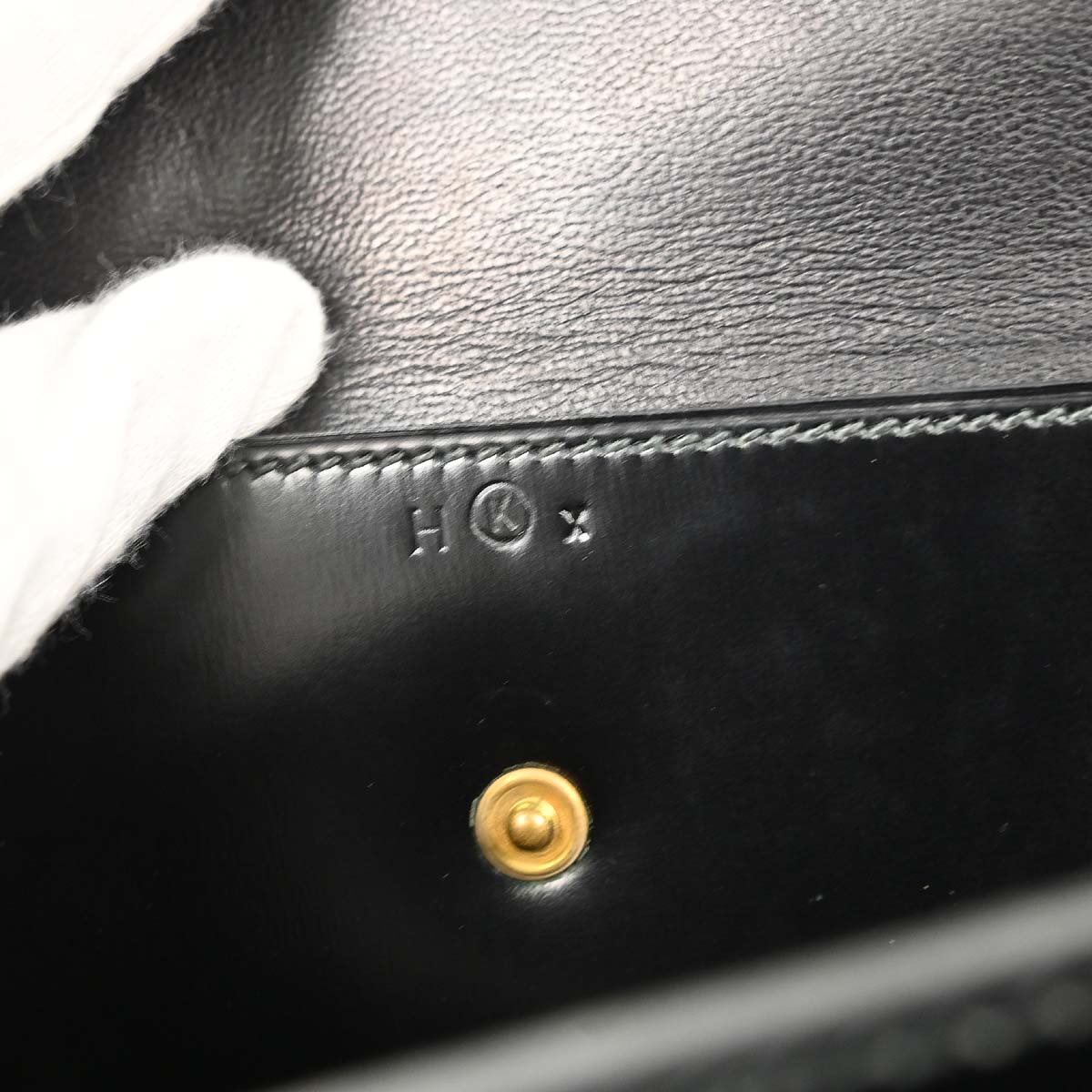 Hermes Black Box Calf Cordeliere Handbag