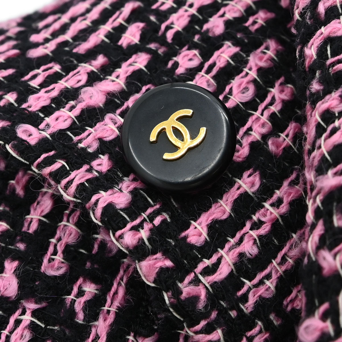Chanel 1995 Collarless Tweed Jacket Pink Black #40