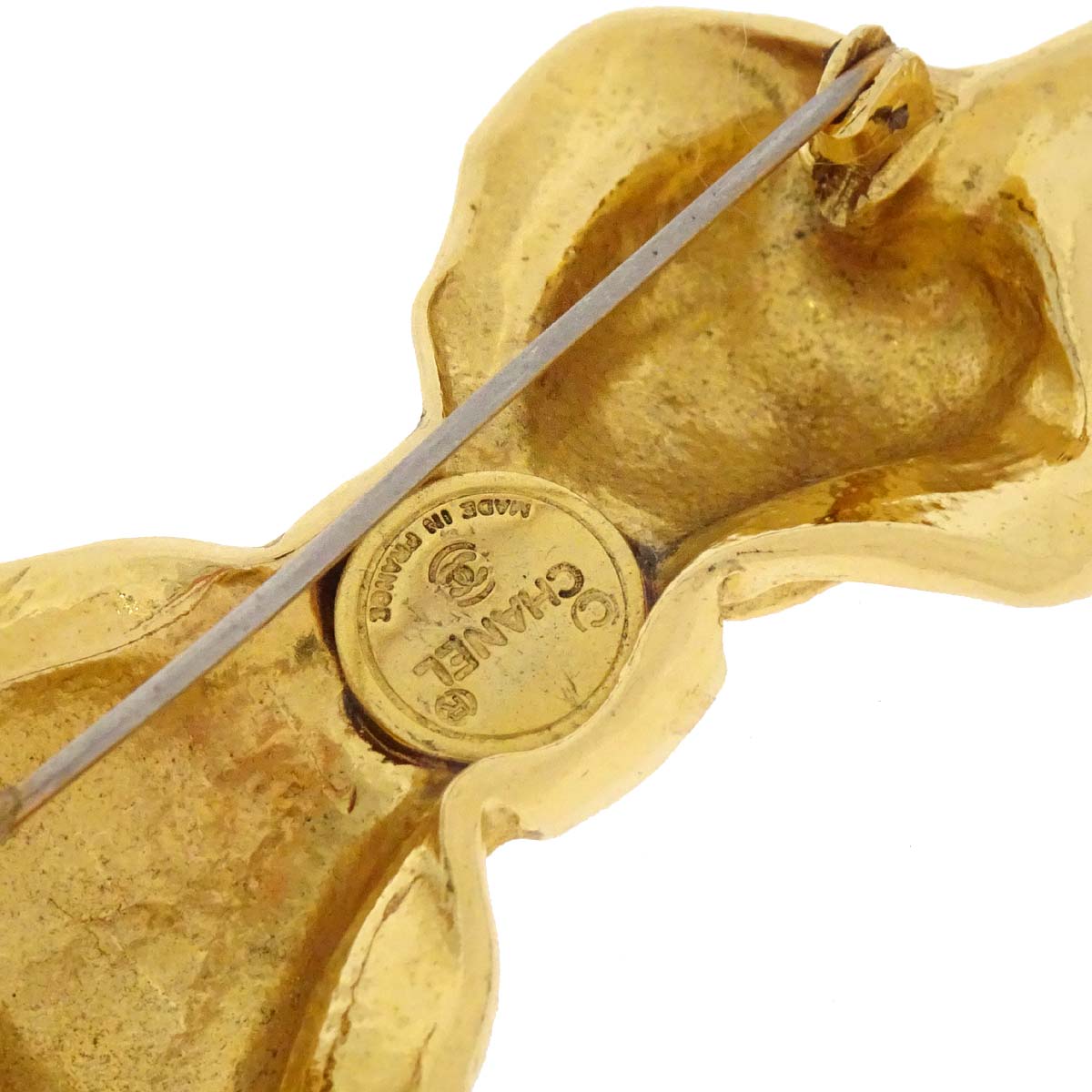 Chanel Bow Brooch Pin Gold
