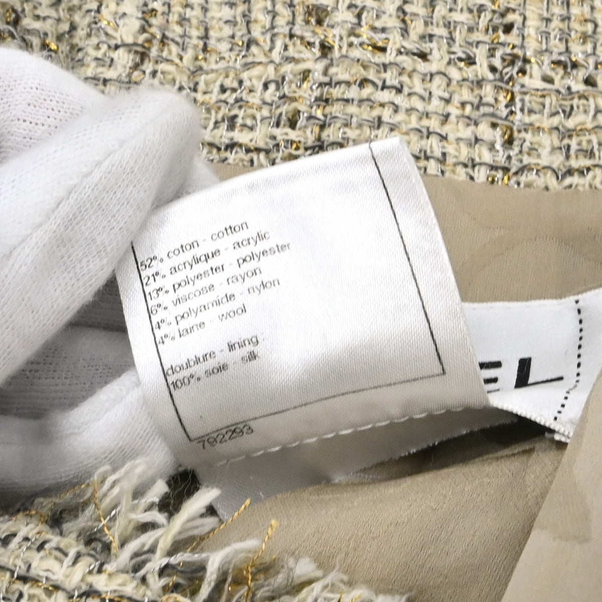 Chanel 2010 Collarless Jacket Tweed Beige #38