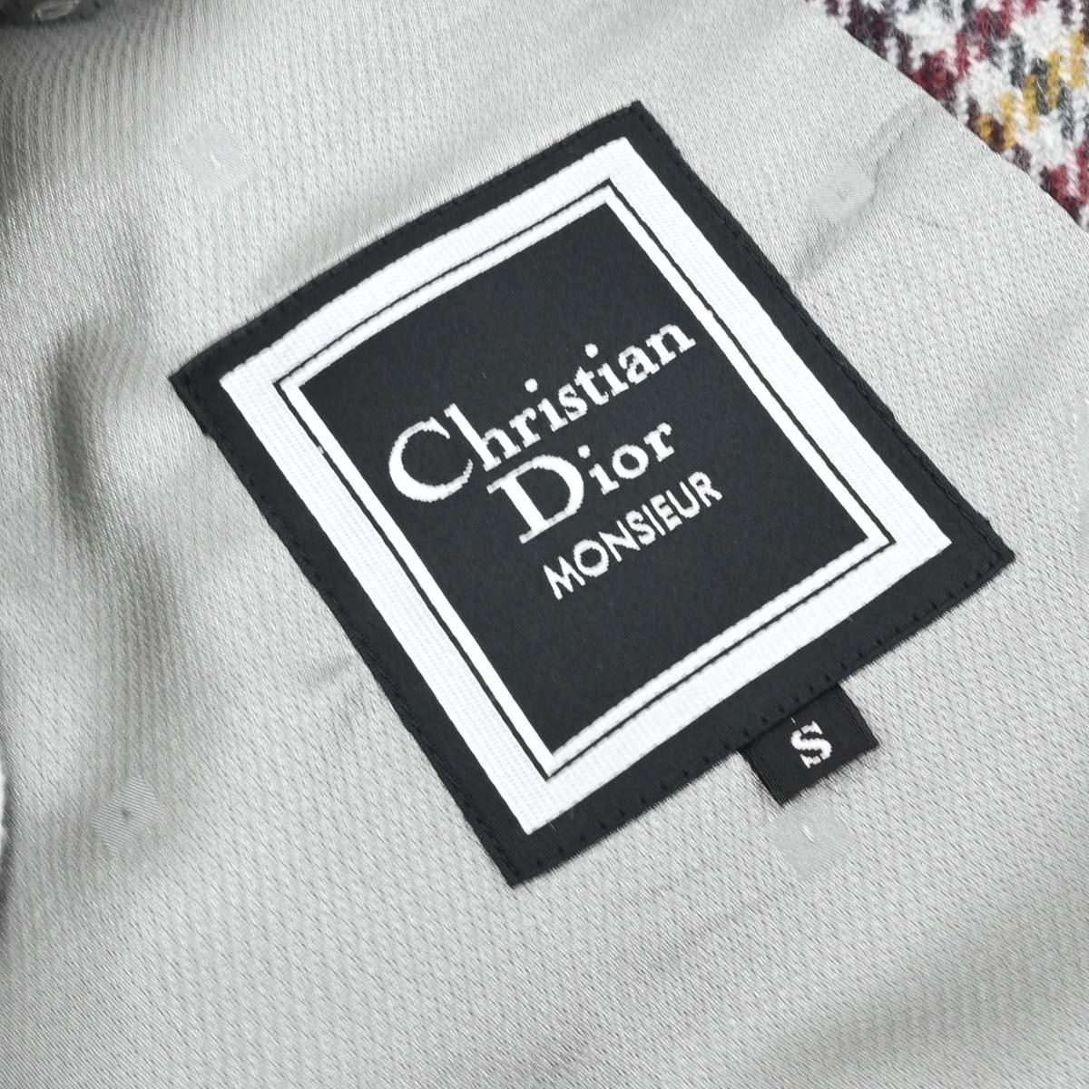 Christian Dior Single Breasted Houndstooth Jacket Gray #S
