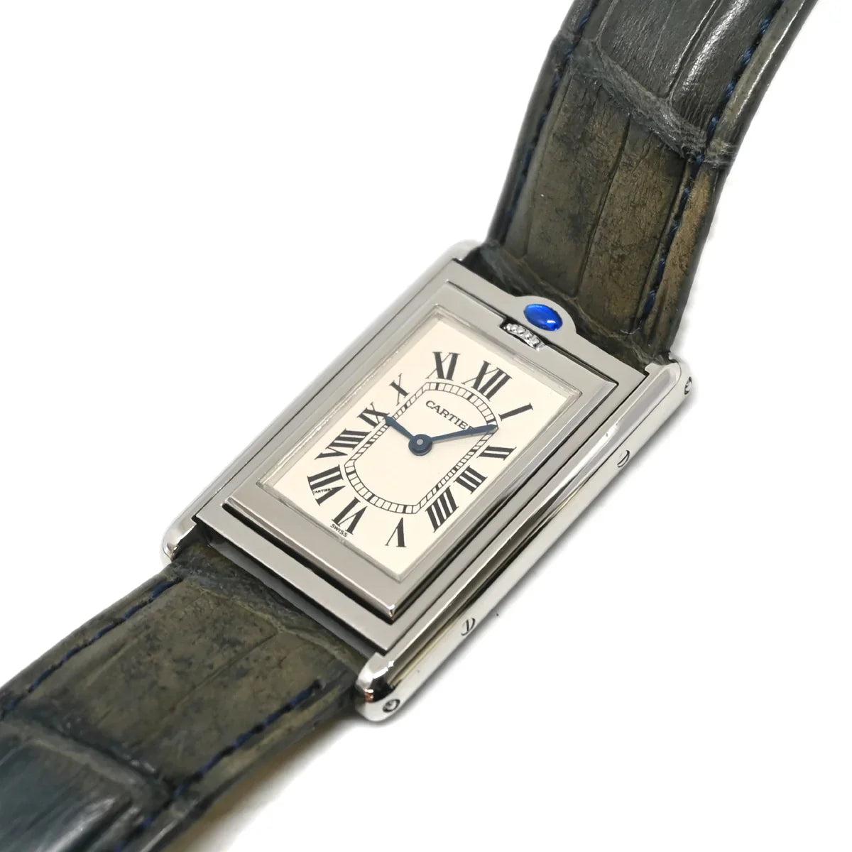 Cartier * Tank Basculante SM Ref.CRW1011258 Quartz Watch SS Crocodile