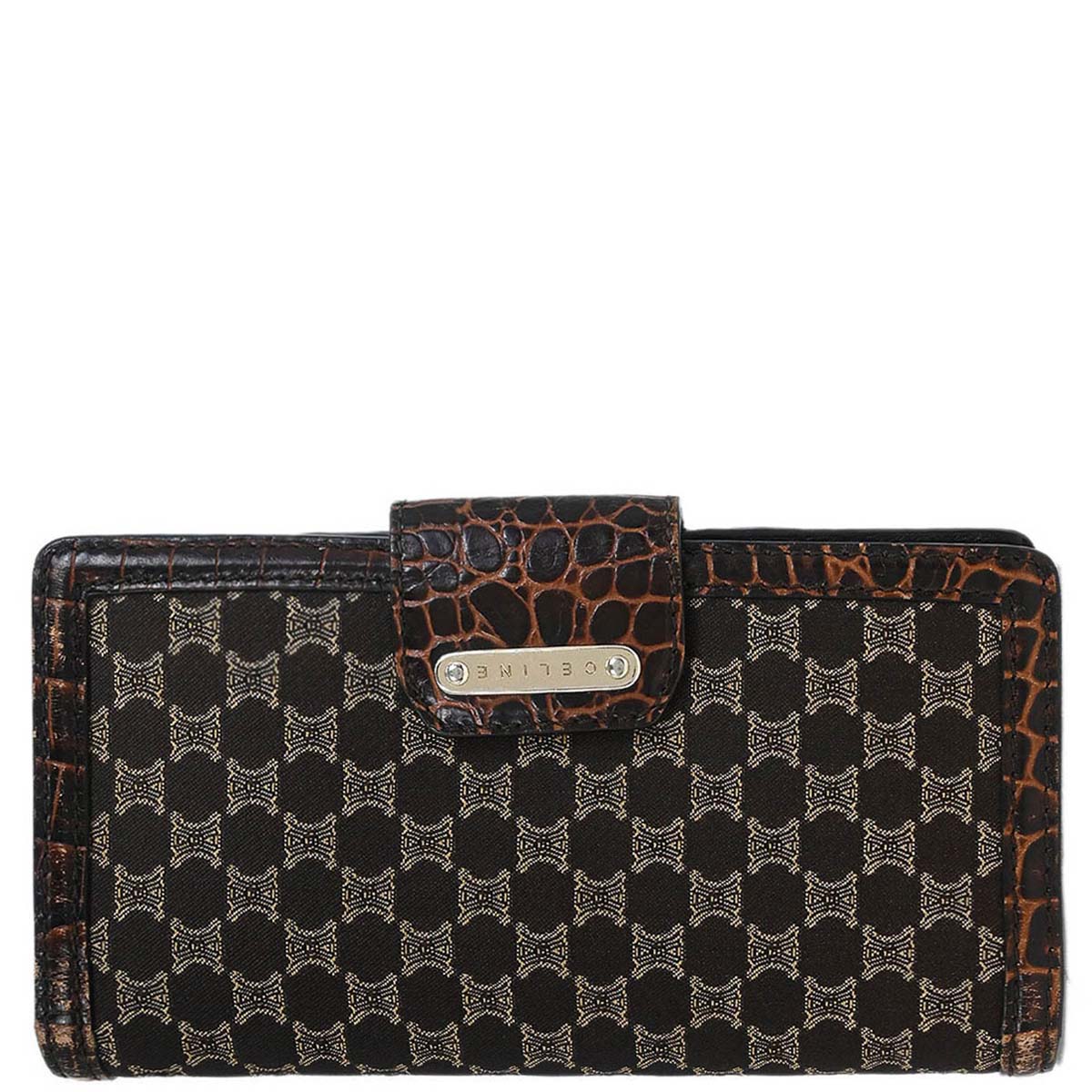 Celine * Brown Leather Canvas Macadam Wallet