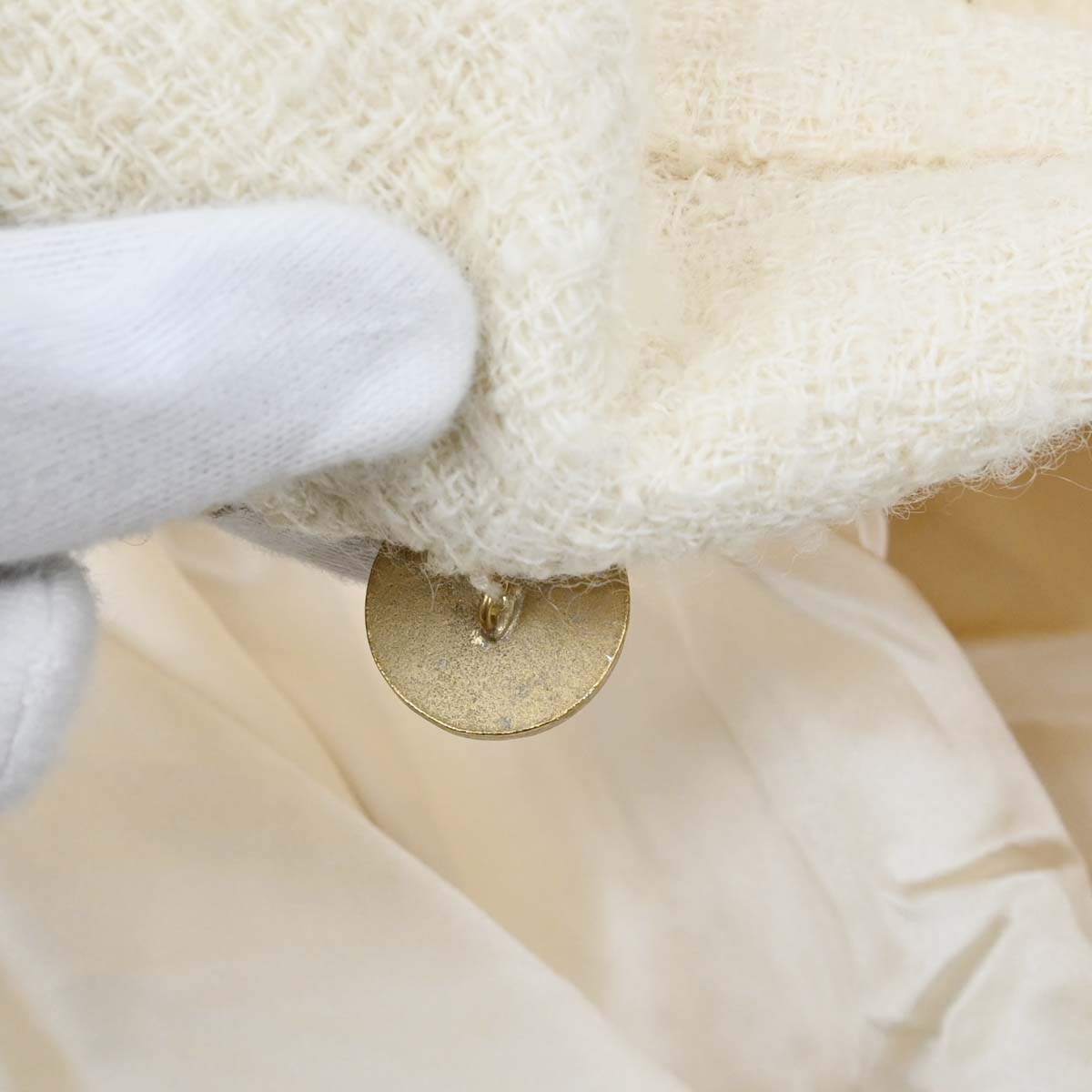 Chanel 2006 Single Breasted Tweed Jacket Ivory #42