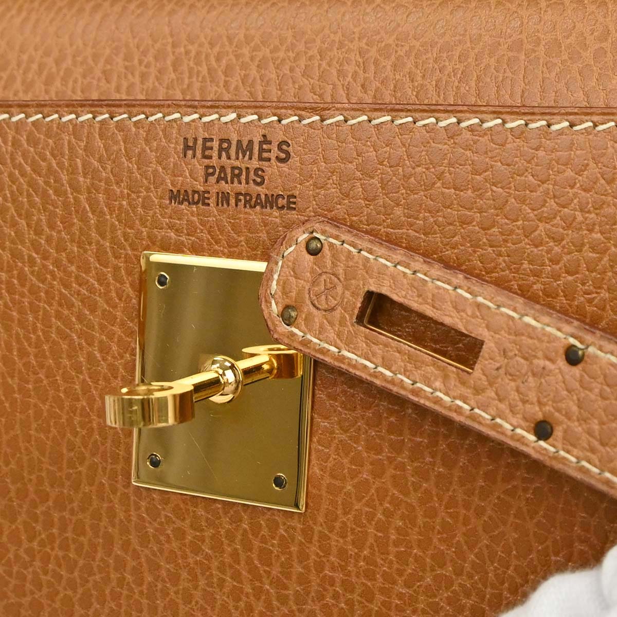 Hermes Natural Sable Ardennes Kelly 35 Sellier 2way Shoulder Handbag