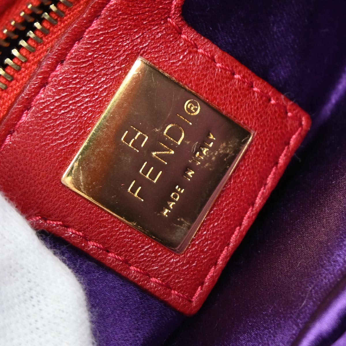 Fendi Red Suede Baguette Handbag