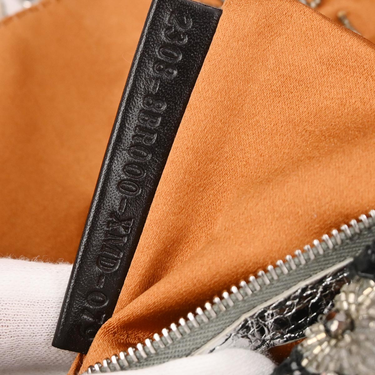 Fendi * Silver Rhinestone Python Baguette Handbag