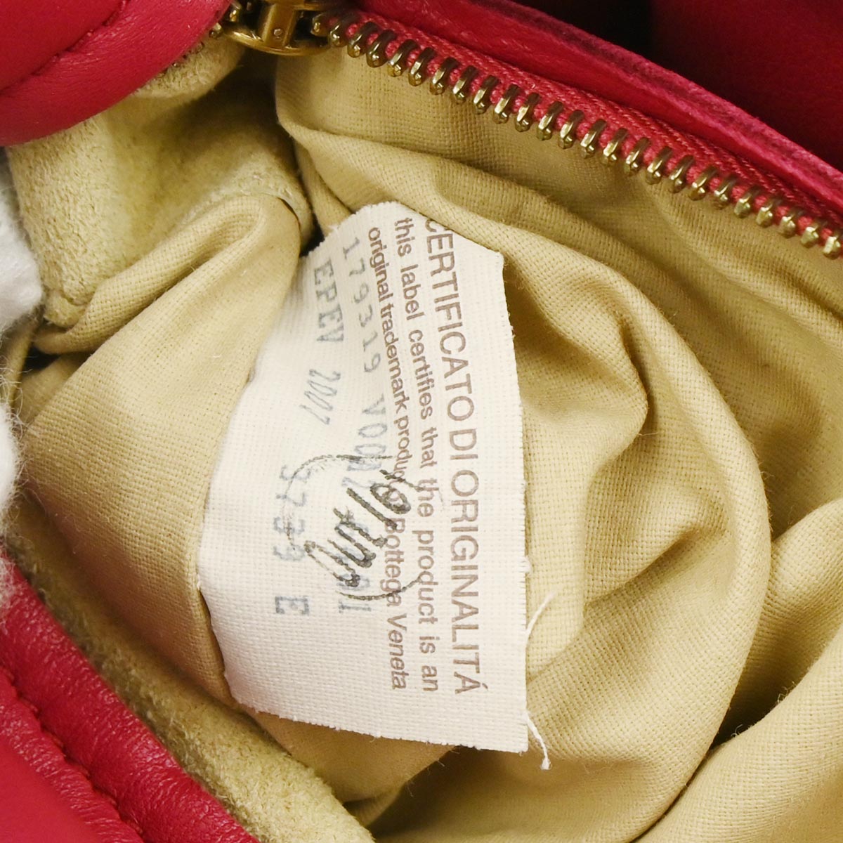 Bottega Veneta Red Lambskin Intrecciato Handbag