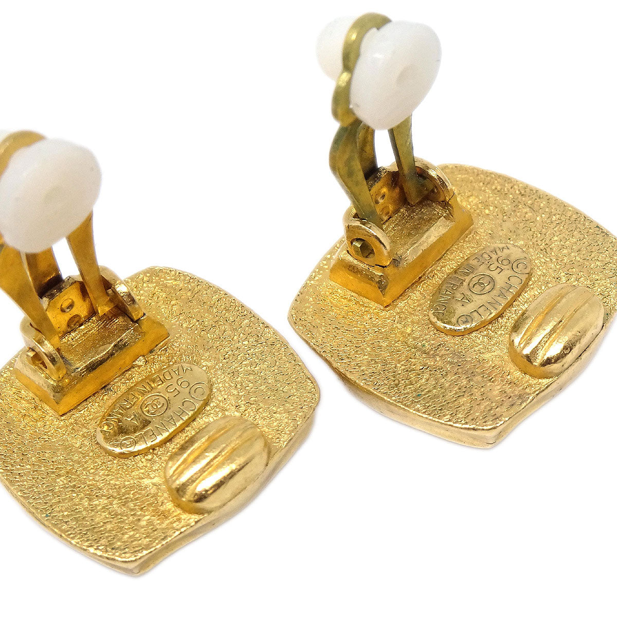 Chanel Square Clip-On Earrings Gold 95A