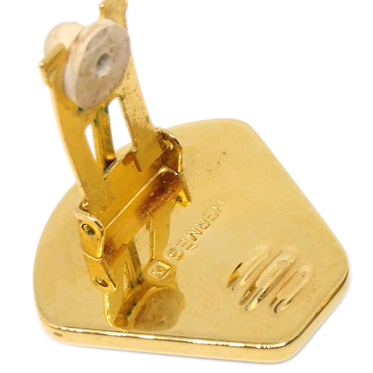 Hermes Gold Enamel Cloisonne Ware Clip-On Earrings