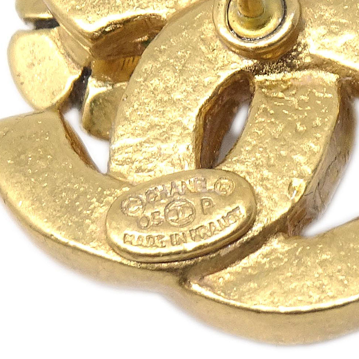 Chanel Pierced Earrings Gold CC 03P