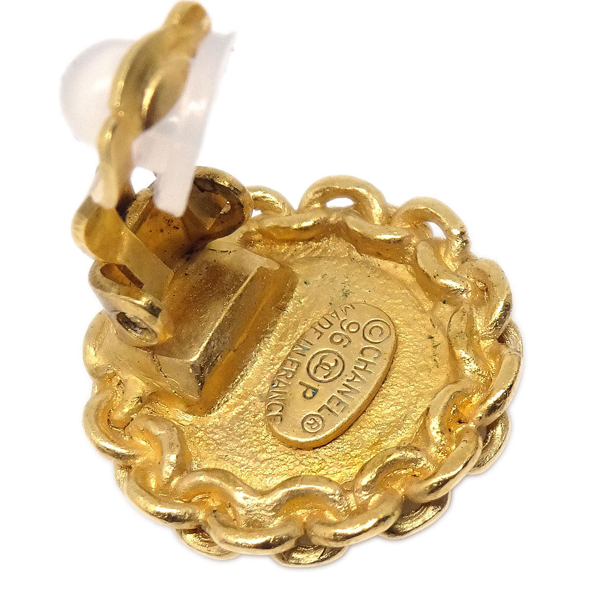 Chanel Button Clip-On Earrings Gold 96P