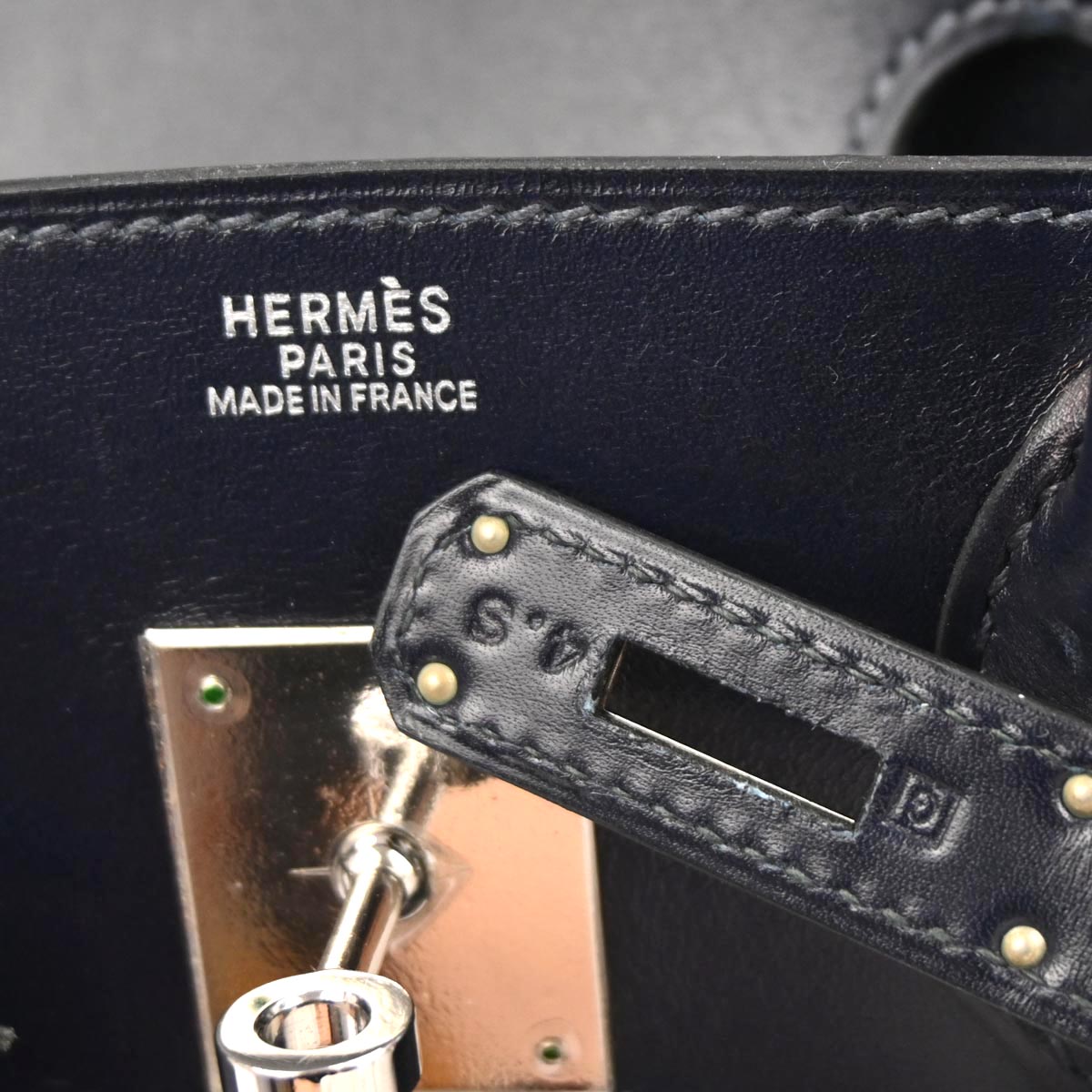 Hermes Blue Indigo Box Calf Birkin 30 Handbag