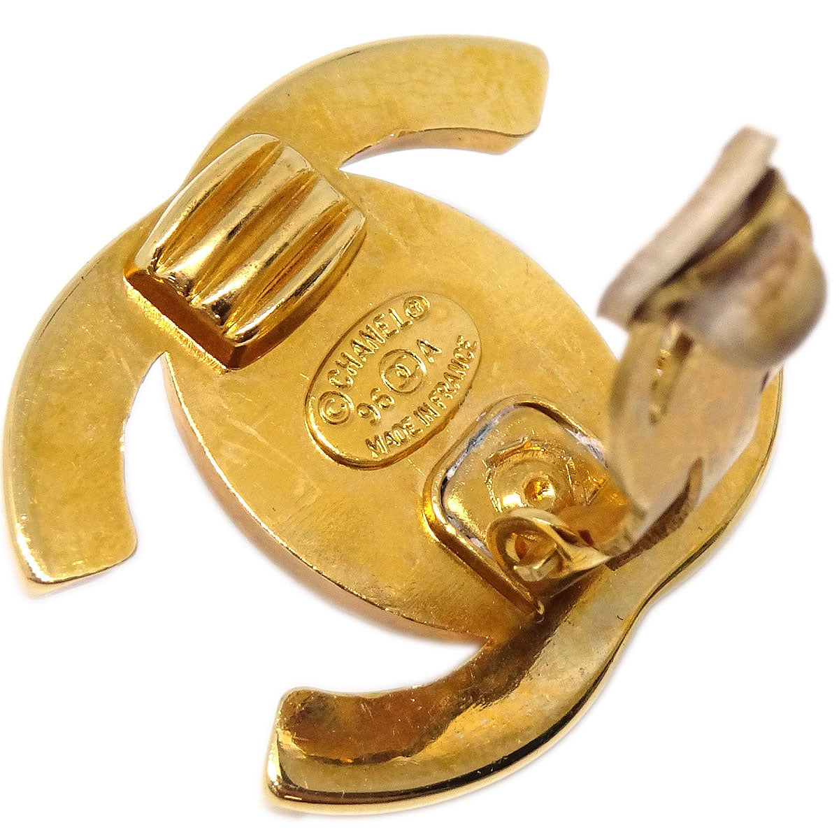 Chanel CC Turnlock Clip-On Earrings Gold Large 96A