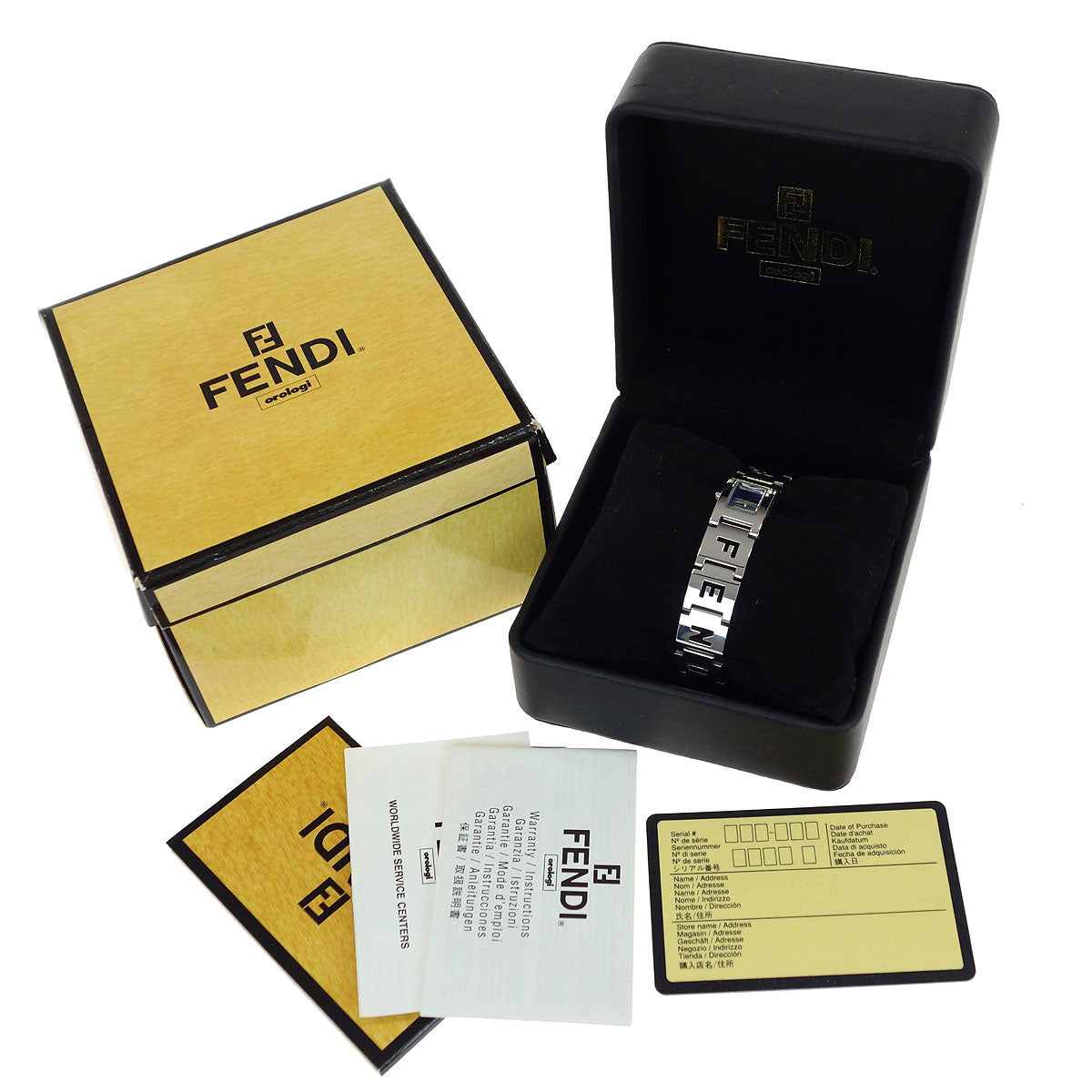 Fendi 3150L Stella Square Quartz Watch Silver SS