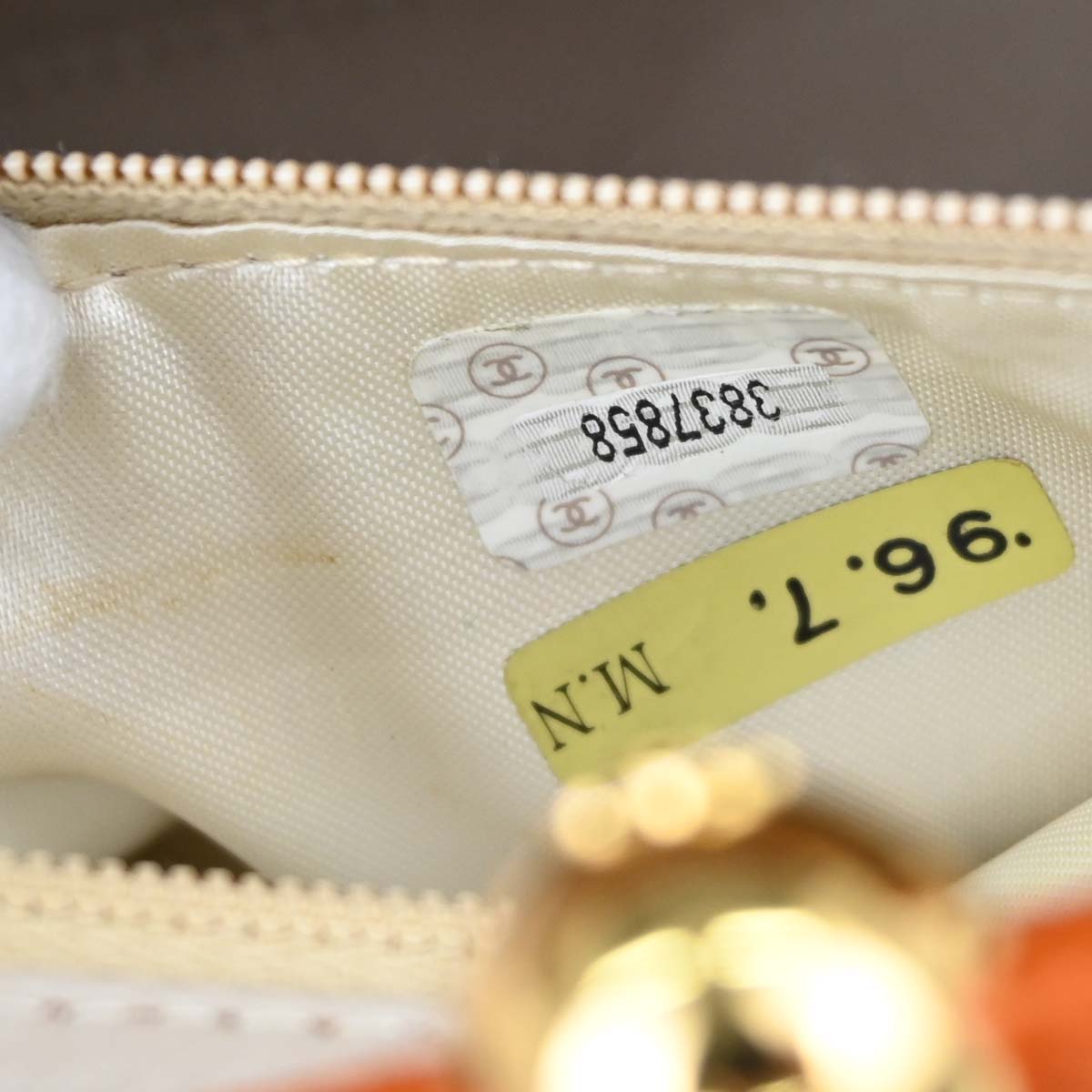 Chanel Orange Caviar Skin Kiss Lock Shoulder Bag