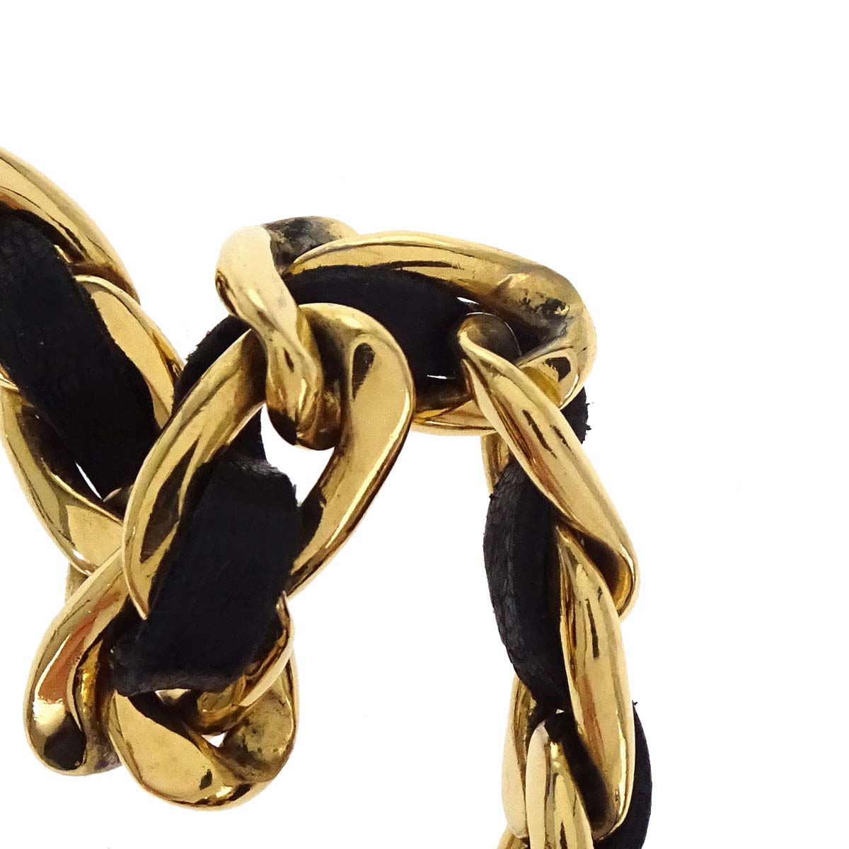 Chanel Chain Belt Medallion Gold Black Small Good