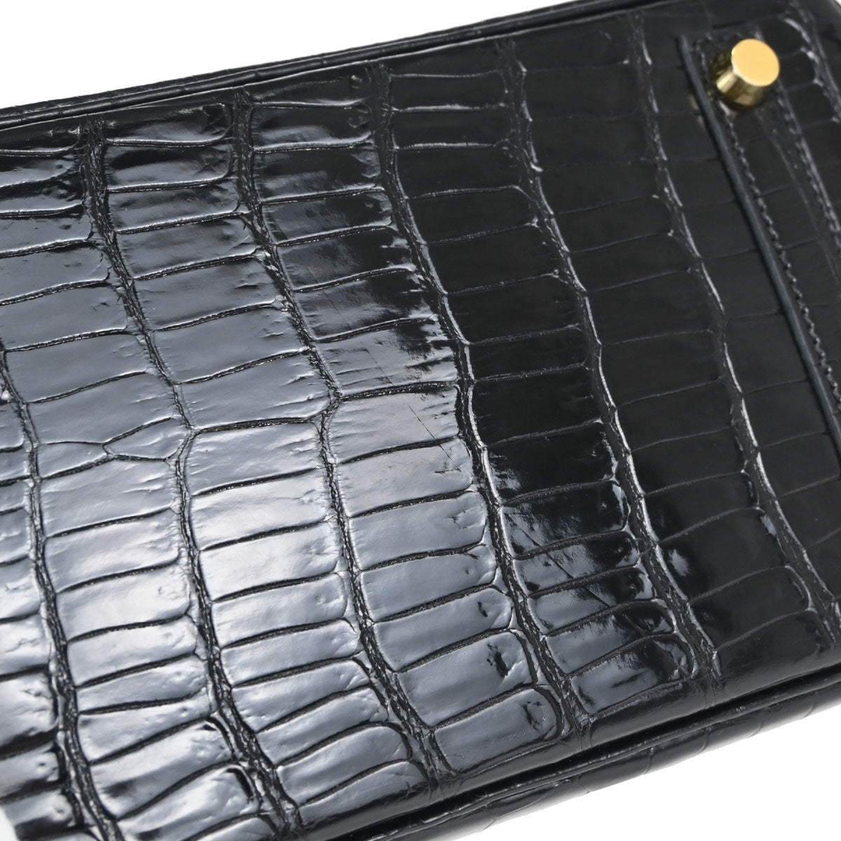 Hermes * Black Porosus Birkin 25 Handbag