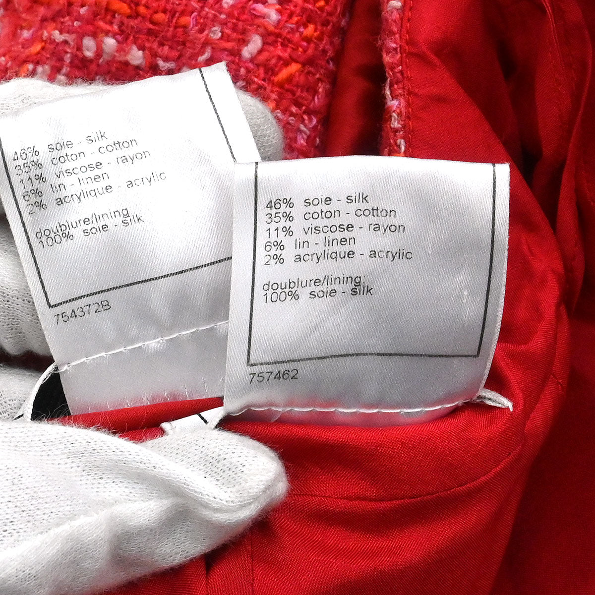 Chanel 2006 Setup Suit Jacket Skirt Tweed Red #42 #40