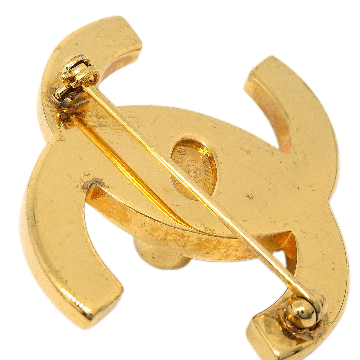 Chanel Turnlock Brooch Pin Gold Large 96A