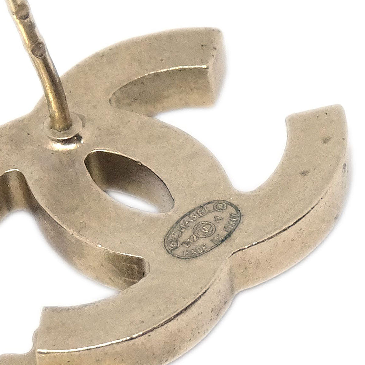 Chanel Pierced Earrings Gold CC B12A