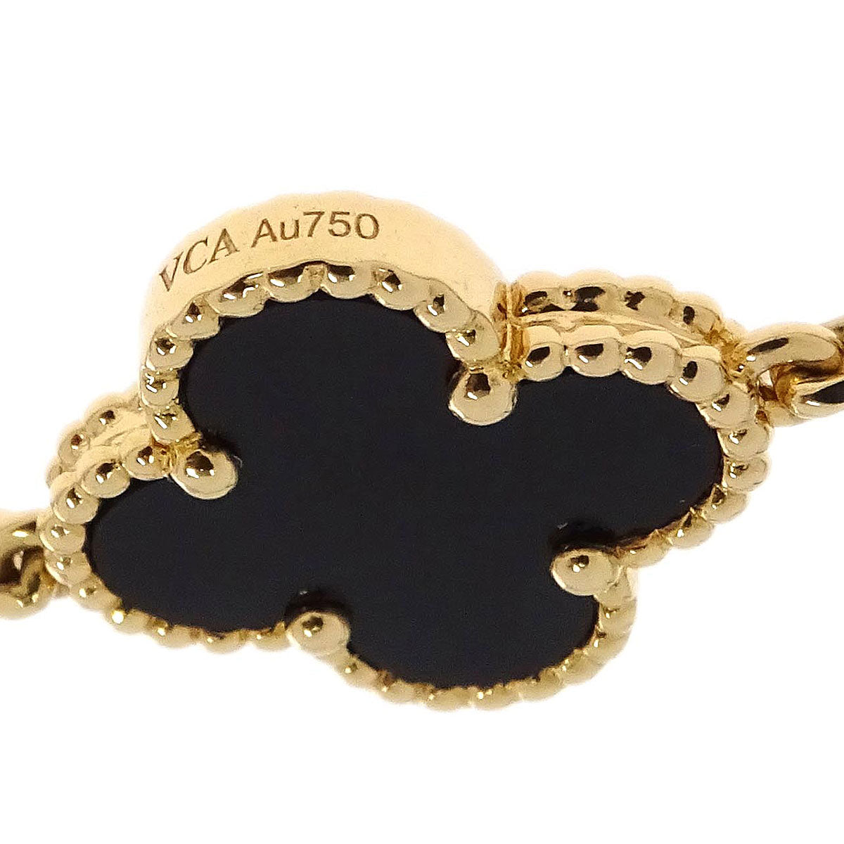 Van Cleef & Arpels Alhambra 10P Necklace Onyx Au750 Jewelry