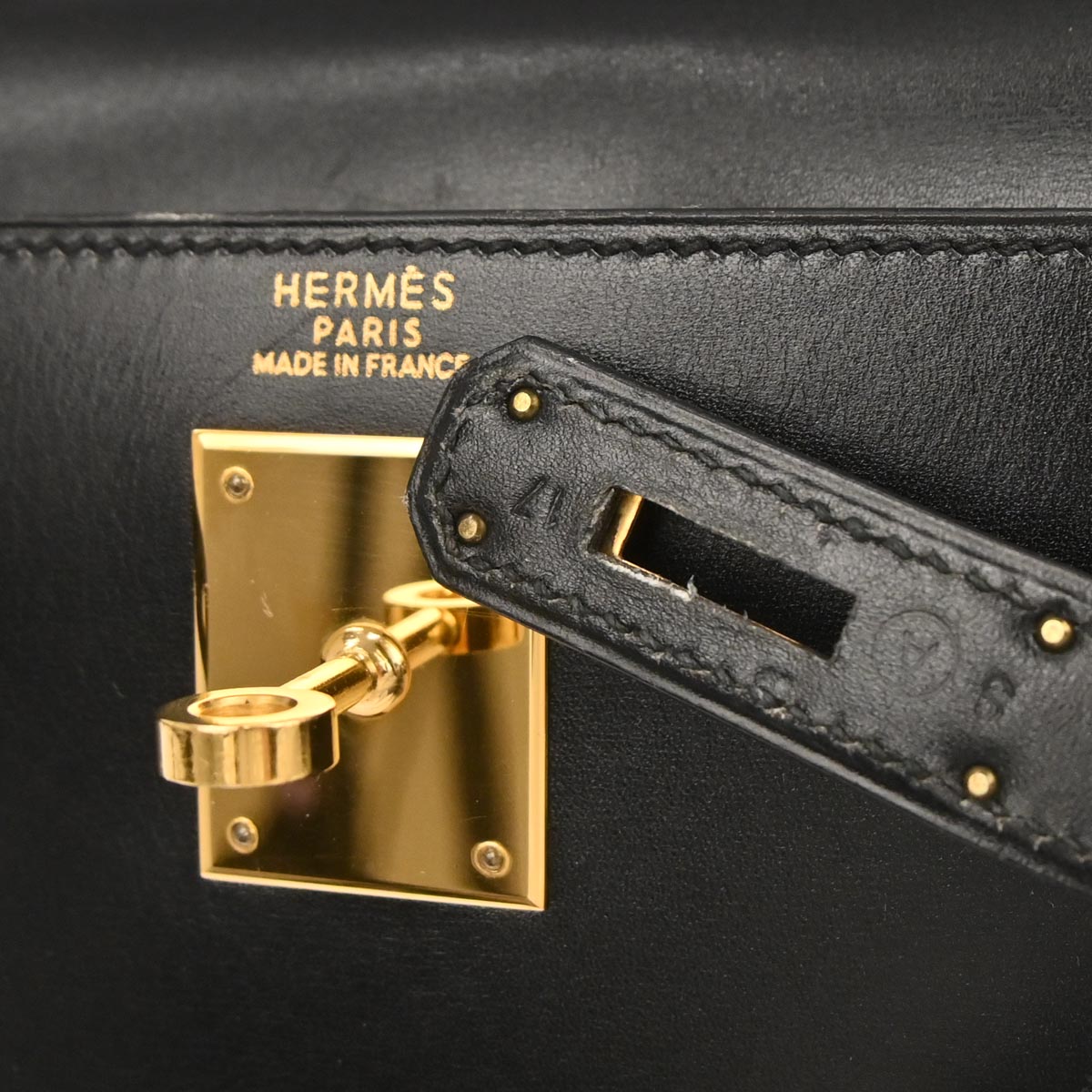 Hermes Black Box Calf Kelly 32 Sellier 2way Shoulder Handbag