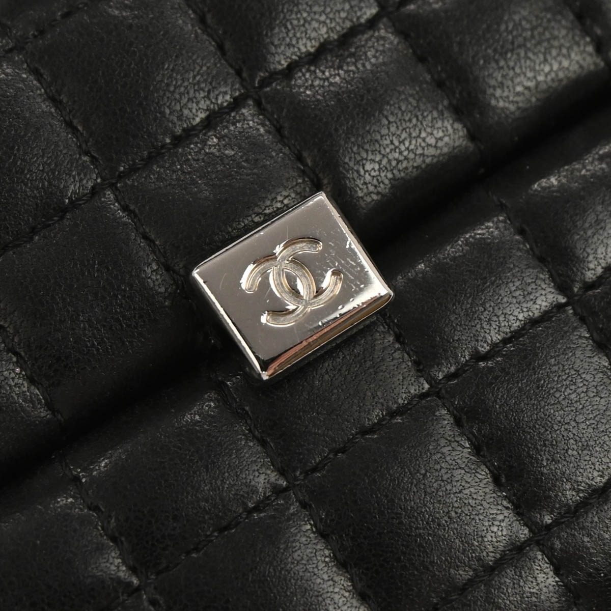 Chanel 2005-2006 Black Lambskin Choco Bar Shoulder Bag