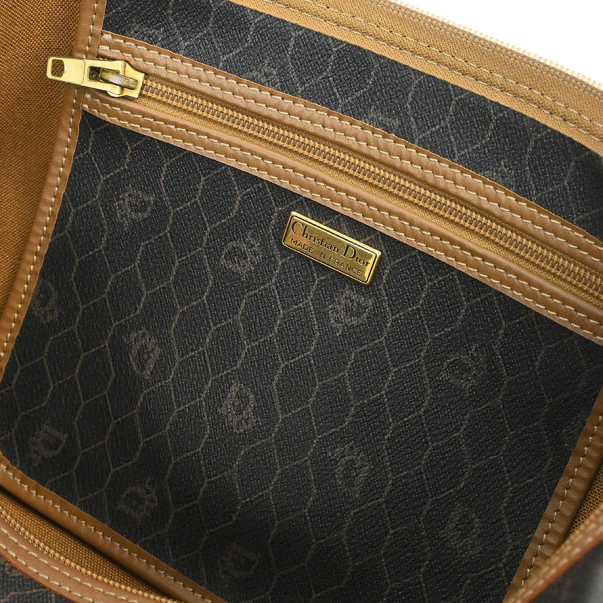 Christian Dior Black Leather Honeycomb Duffle Handbag