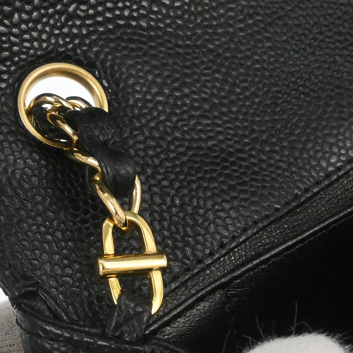 Chanel 2008-2009 Black Caviar Skin East West Shoulder Bag