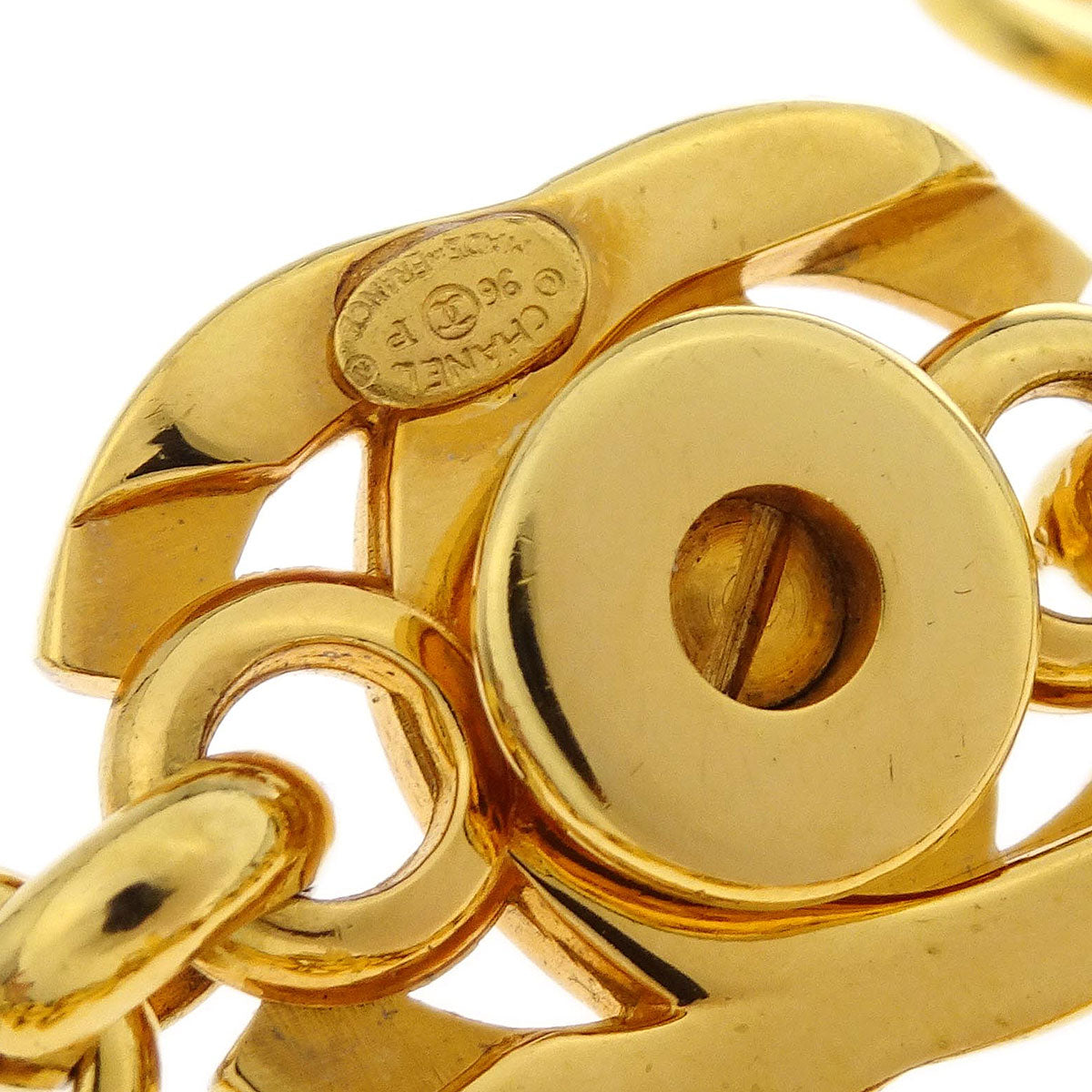 Chanel Turnlock Gold Chain Bracelet 96P