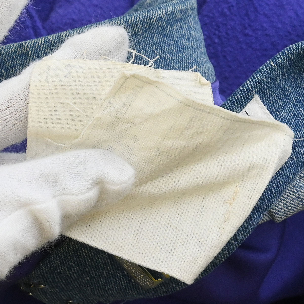 Chanel 1991 Setup Suit Denim Jacket Skirt Purple Blue #42