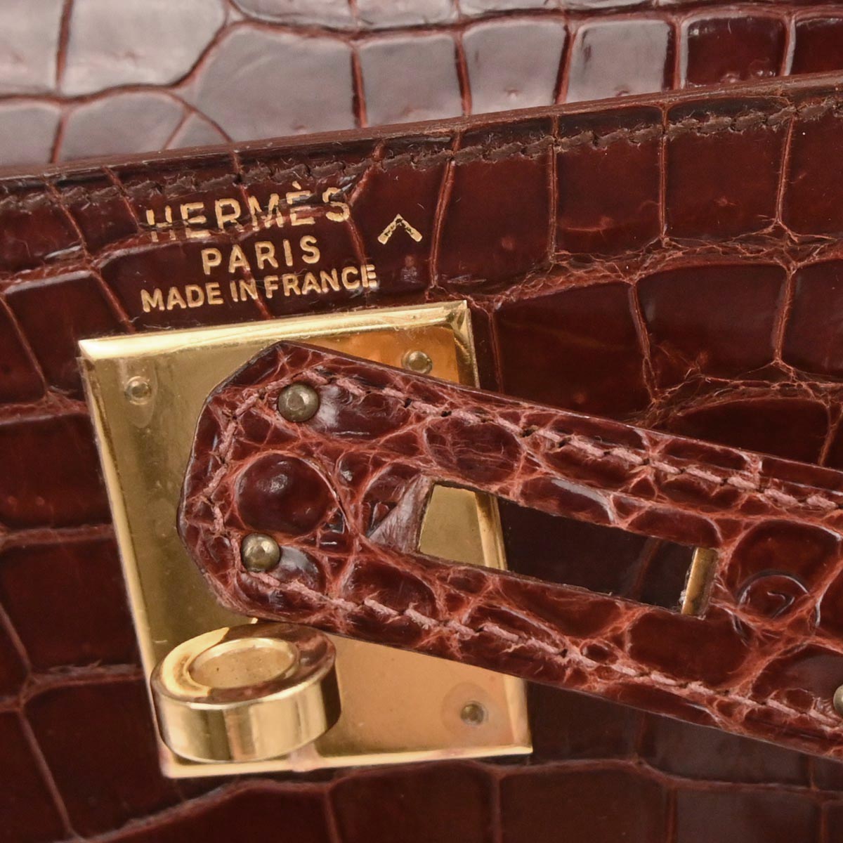 Hermes * Miel Porosus Kelly 28 Sellier 2way Shoulder Handbag