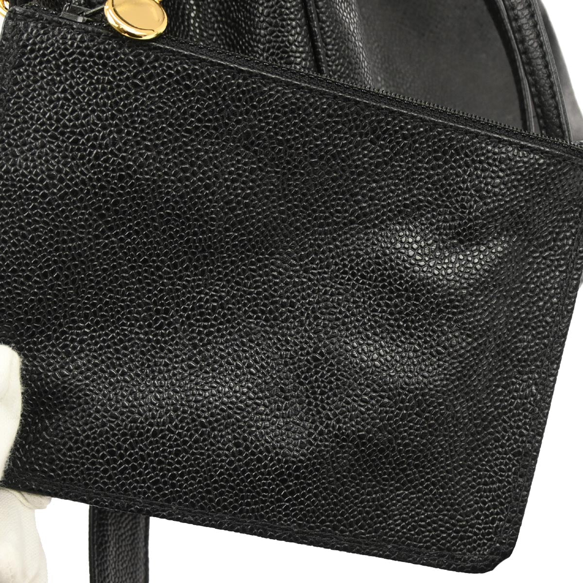 Chanel Black Caviar Skin Triple CC Bucket Shoulder Bag