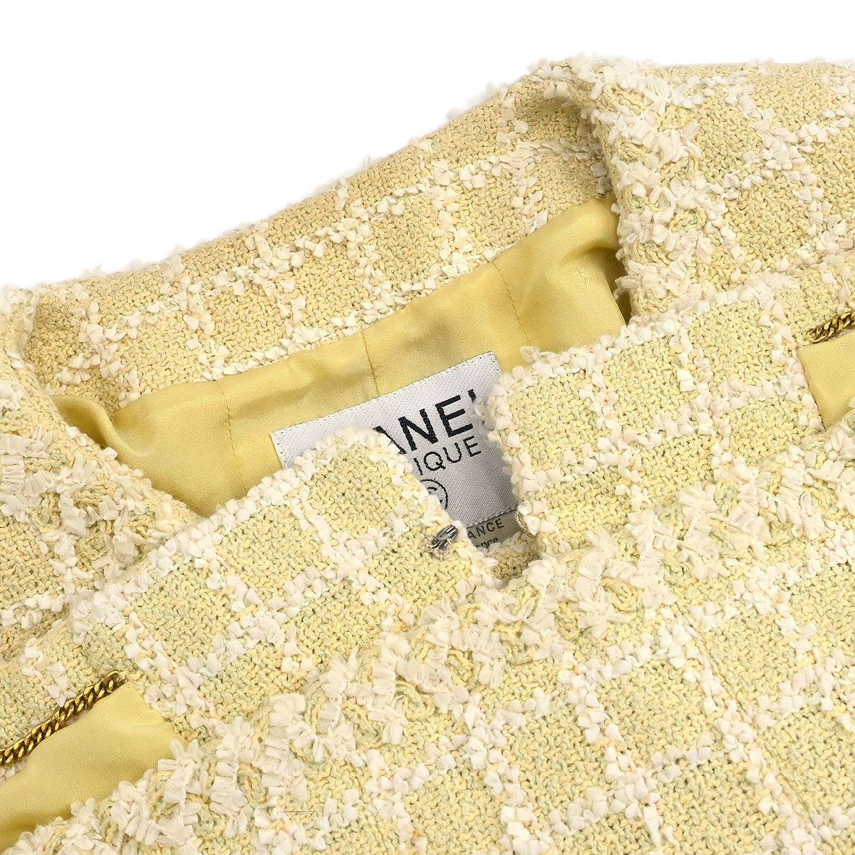 Chanel 1994 Single Breasted Collarless Jacket Yellow #38