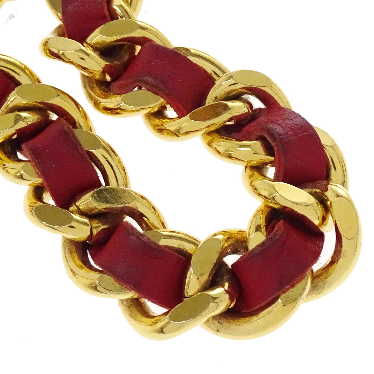 Chanel Chain Belt Medallion Gold Red Small Good